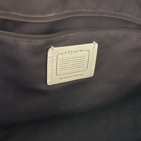 Coach F57526 Off White Ivory Chalk Grossgrain Leather Ava Tote Handbag Purse - Picture 4 of 11